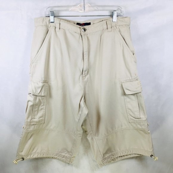 South Pole Other - SOUTH POLE Cargo Shorts Mens 36(37x13) Cream/khaki Baggy Y2K HipHop 100% Cotton